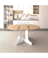 Streamdale Farmhouse Expandable Dining Table, 59", White