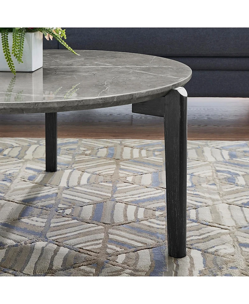 Streamdale Modern Round Coffee Table with Imitation Marble Top