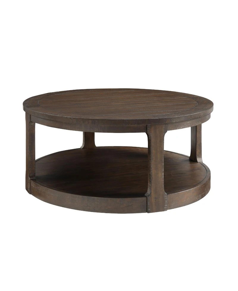 Streamdale Curved 2-Tier Wooden Coffee Table with Wheels (40in)
