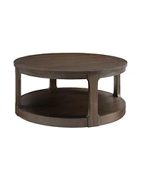 Streamdale Curved 2-Tier Wooden Coffee Table with Wheels (40in)