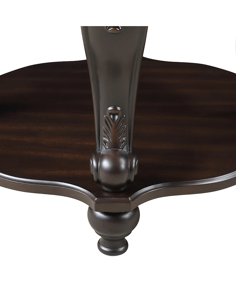 Streamdale 22" Two Tone Round End Table,Solid Wood Sofa Side Table with Shelf,Living Room Corner Table Easy Assemble, Espresso