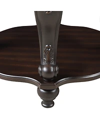 Streamdale 22" Two Tone Round End Table,Solid Wood Sofa Side Table with Shelf,Living Room Corner Table Easy Assemble, Espresso