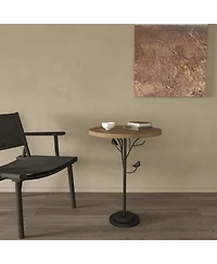 Streamdale Modern Round Side Table for Small Spaces, Metal Leg, Natural