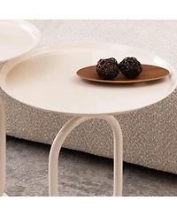 Streamdale Metal End Table, Round Side Table, Small Coffee Table for Living Room