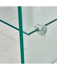 Streamdale Glass Console Table, Transparent Tempered Glass Console Table with Rounded Edges Desks, Sofa Table