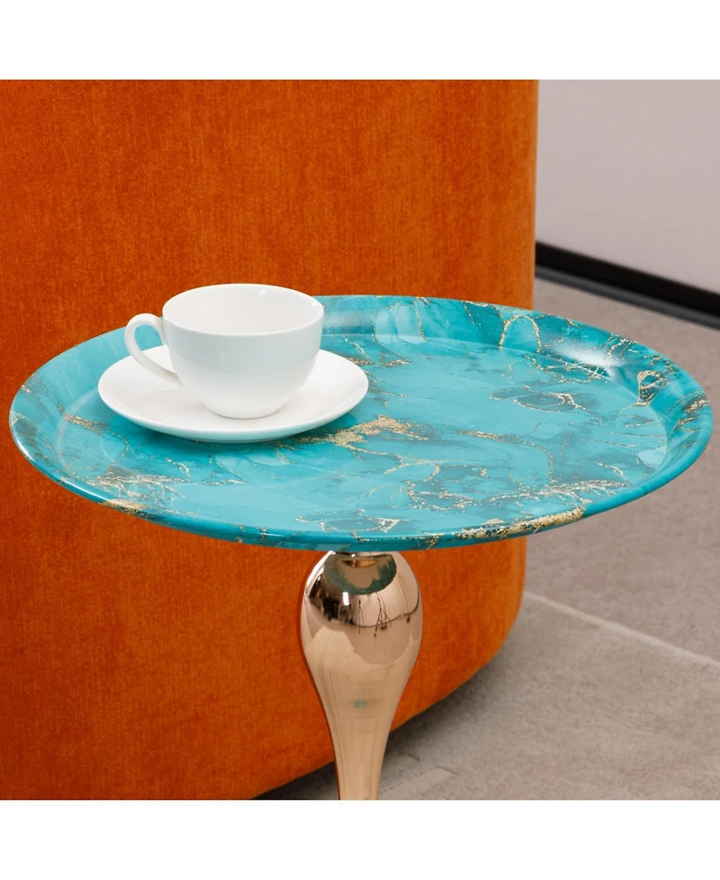 Streamdale Modern Round Coffee Table, Metal Pedestal Table for Small Spaces