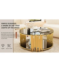 Streamdale Furniture Modern Stainless Steel Coffee Table with Black Glass Top