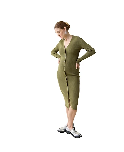 Ingrid + Isabel Maternity Ribbed Button Front Sweater Dress