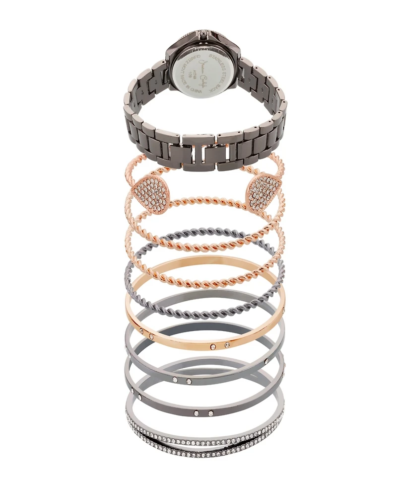 Jessica Carlyle Women's Quartz Gun Tone Metal Alloy Watch, 34mm