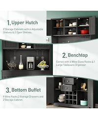 Streamdale Black Farmhouse Coffee/Wine Bar Cabinet with Storage