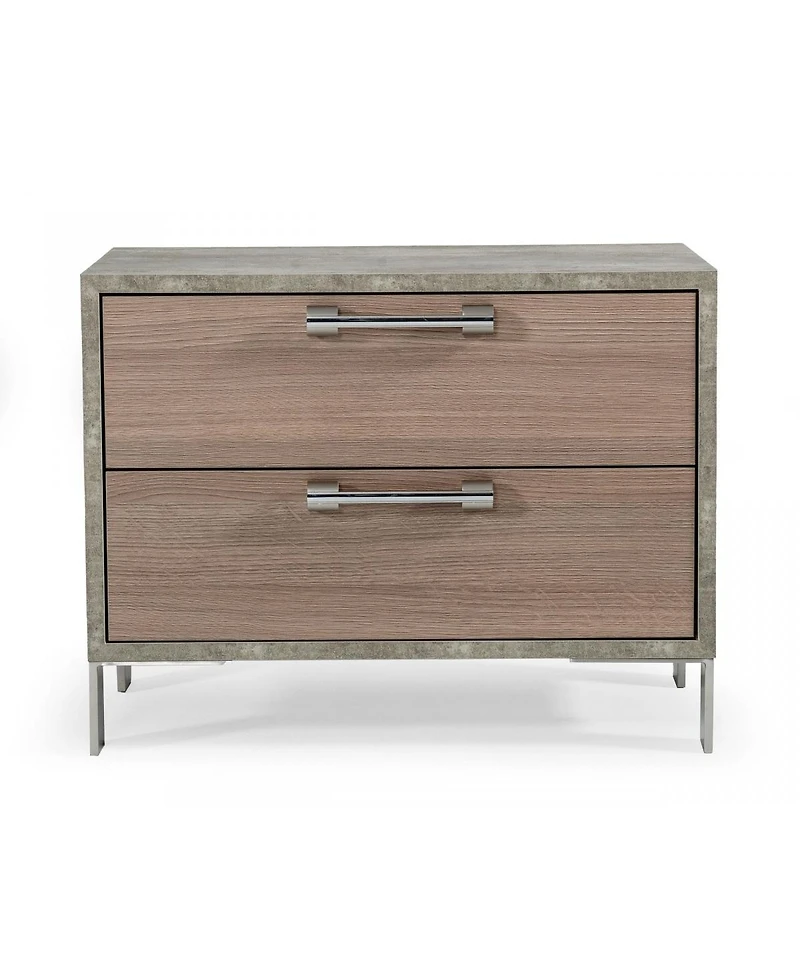 Two Drawer Nightstand with Storage for Bedroom Bedside Table with Drawers