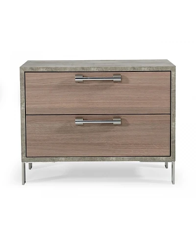 Two Drawer Nightstand with Storage for Bedroom Bedside Table with Drawers