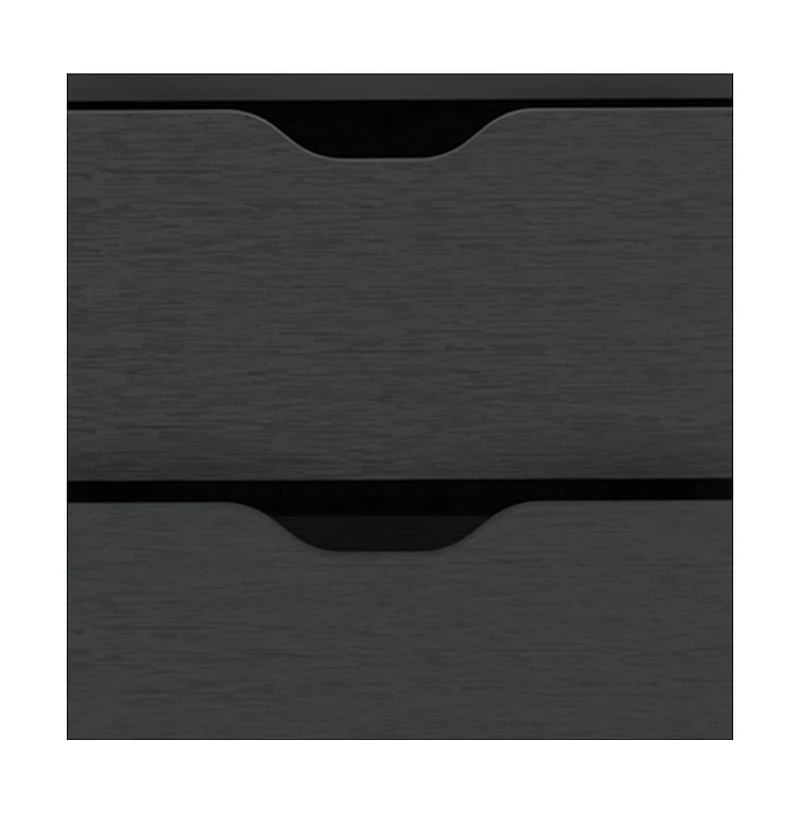 Two Drawer Faux Wood Nightstand for Bedroom Storage and Bedside Table