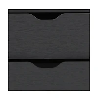 Two Drawer Faux Wood Nightstand for Bedroom Storage and Bedside Table