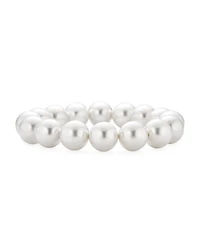 Bling Jewelry Simple Fashion Stackable Bead Simulated Pearl Stretch Bracelet Large 12MM