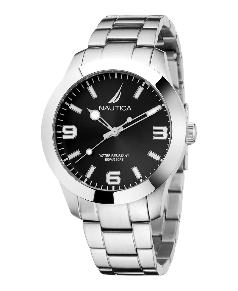 Nautica Men's Analog Silver-Tone Stainless Steel Watch Set, 43mm