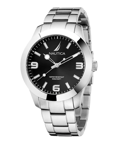 Nautica Men's Analog Silver-Tone Stainless Steel Watch Set, 43mm