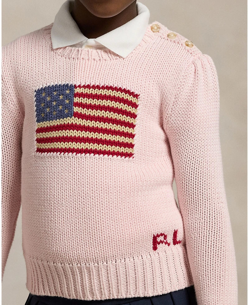 Polo Ralph Lauren Toddler and Little Girls Flag Crewneck Sweater