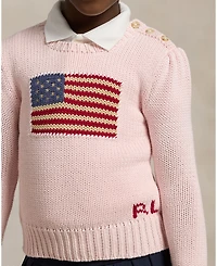 Polo Ralph Lauren Toddler and Little Girls Flag Crewneck Sweater