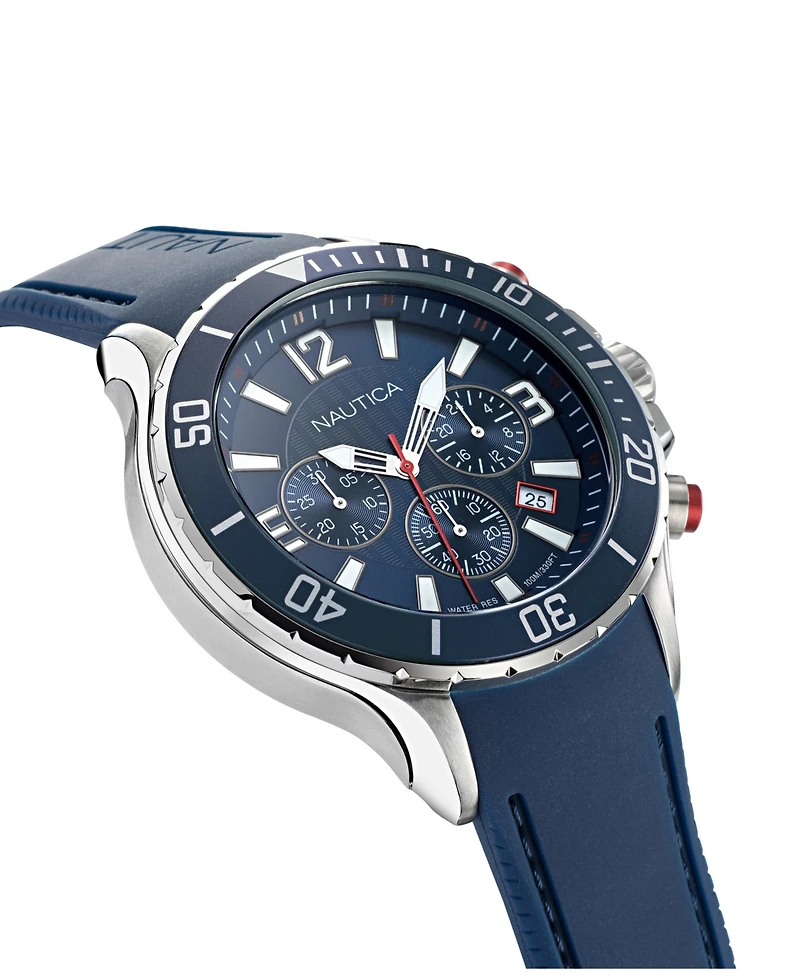 Nautica Men's Analog Blue Silicone Watch, 49mm