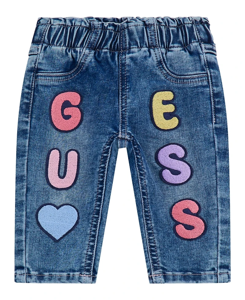 Guess Baby Girls Applique Patches Stretch Denim Jeans