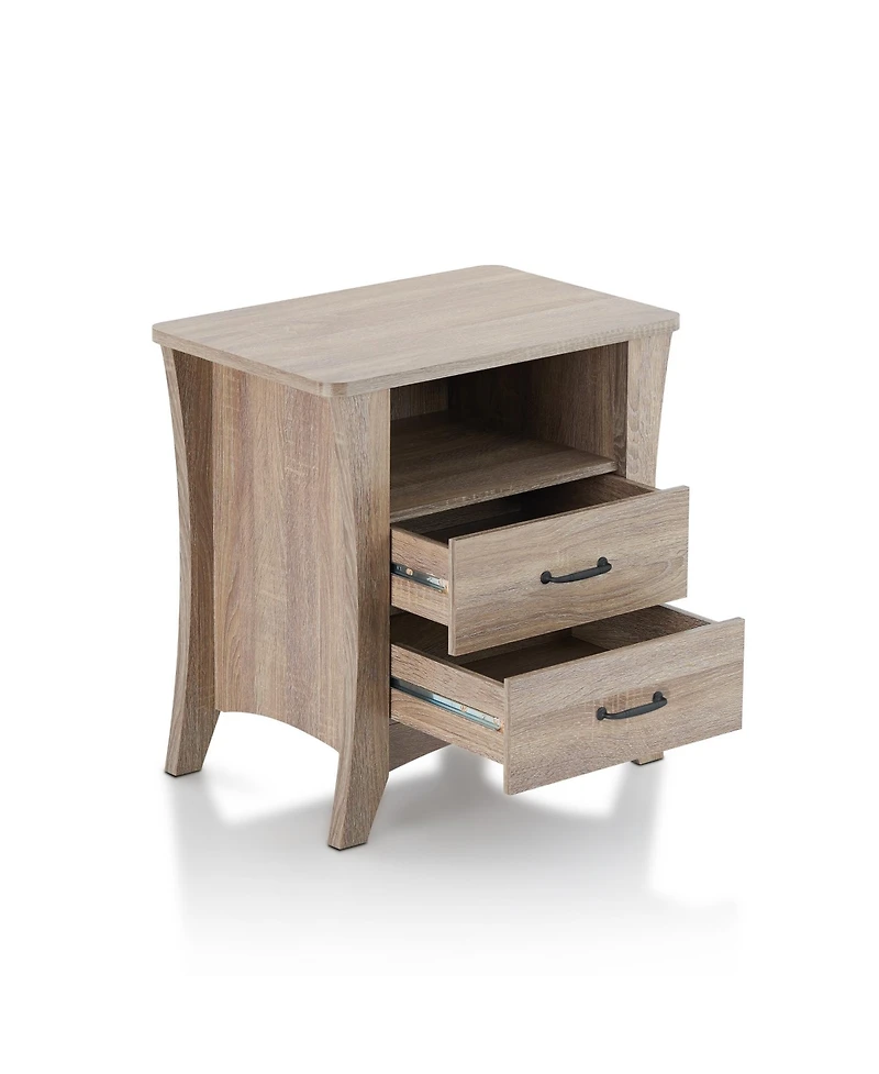 Two Drawer Nightstand for Bedroom Storage and Bedside Organization