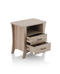 Two Drawer Nightstand for Bedroom Storage and Bedside Organization