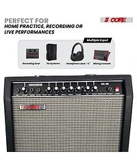 5 Core Guitar Amp 50 Watt Electric Amplifier w Built in 8" Speaker Portable Mini Amps w Aux