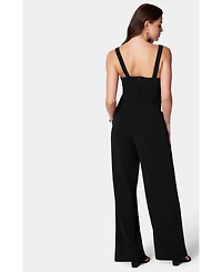Bebe Women's Scuba Crepe Jumpsuit With Strap