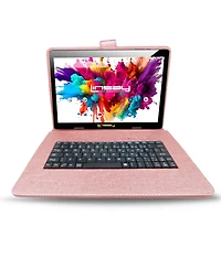 Linsay 10.1" Octa Core Tablet 128GB Android 15 Premium Business Bundle with Rose Deluxe Keyboard Case Briefcase and Pen stylus