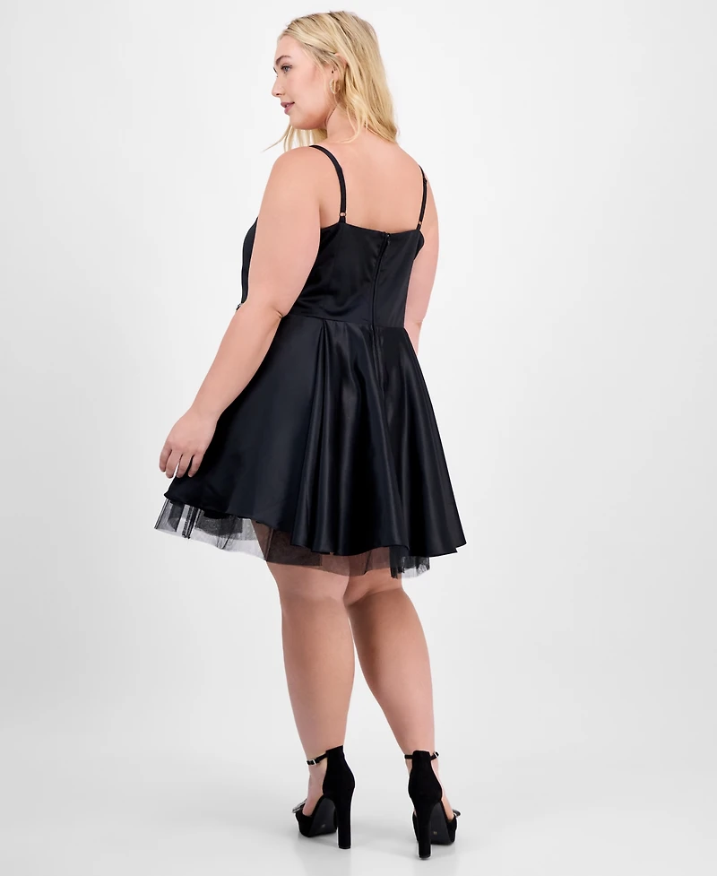 City Studios Trendy Plus Bow-Detail Mini Dress