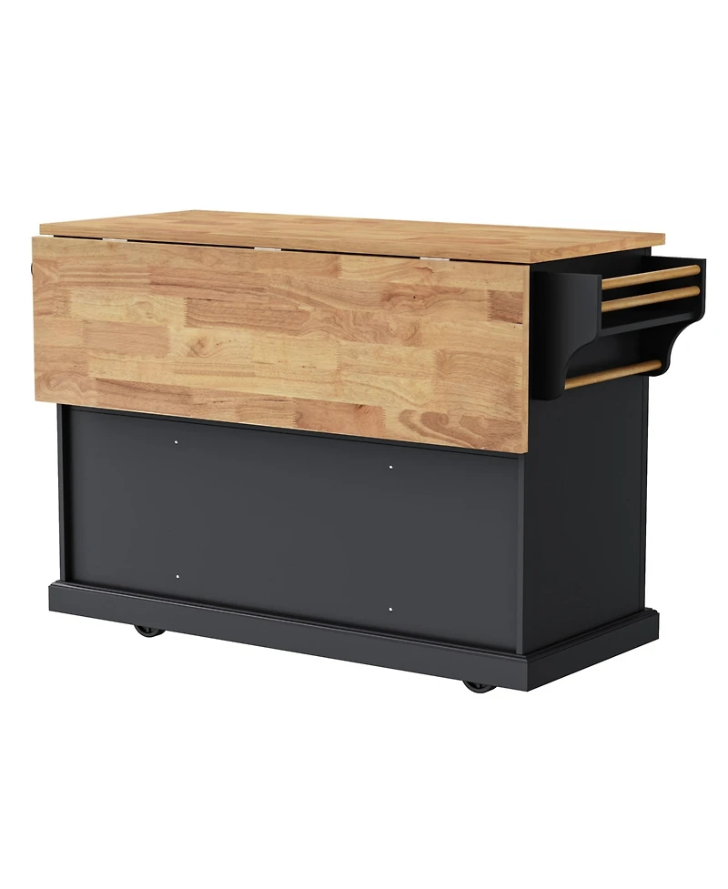 Streamdale 54" Kitchen Island Cart, Drop Leaf, Storage