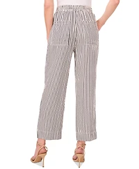 CeCe Women's Elastic-Waist Pull-On Striped Pants