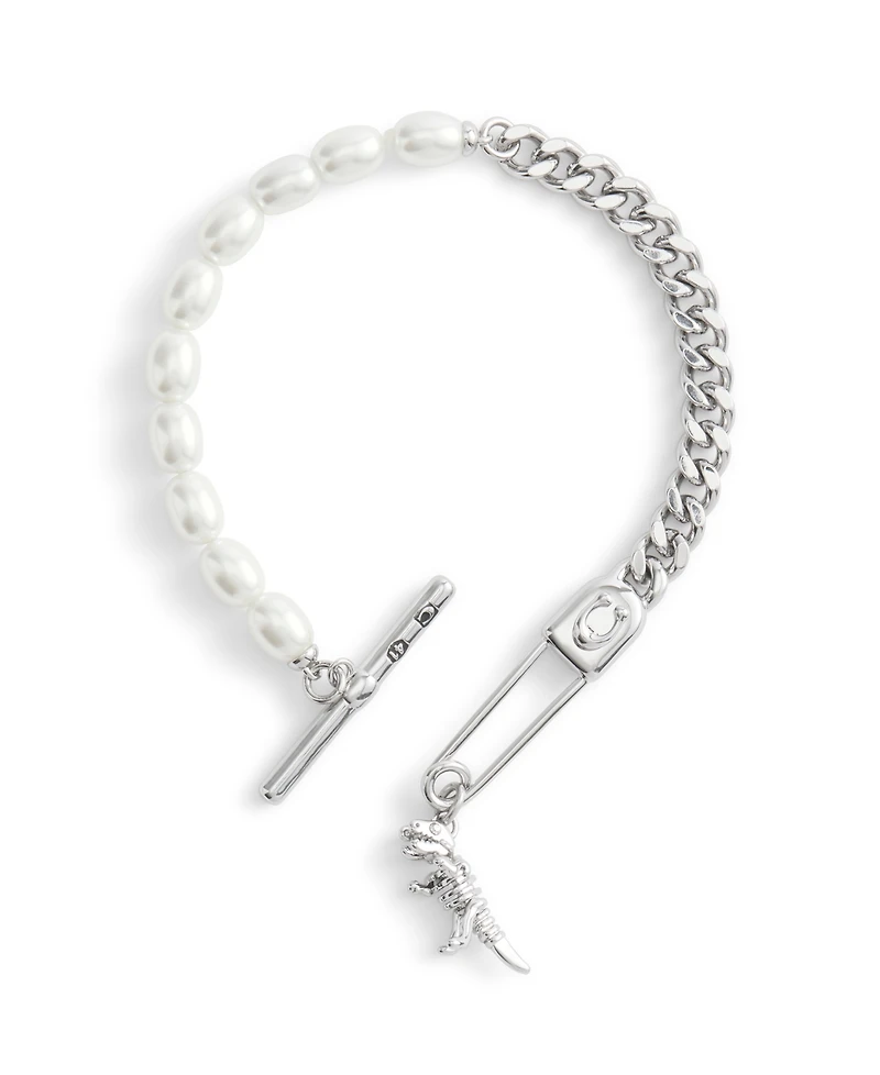 Coach Faux Cultivated Pearl Signature Rexy Safety Pin Strand Bracelet