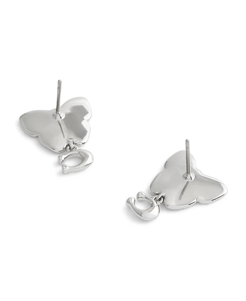 Coach Faux Stone Signature Heritage Butterfly Earrings