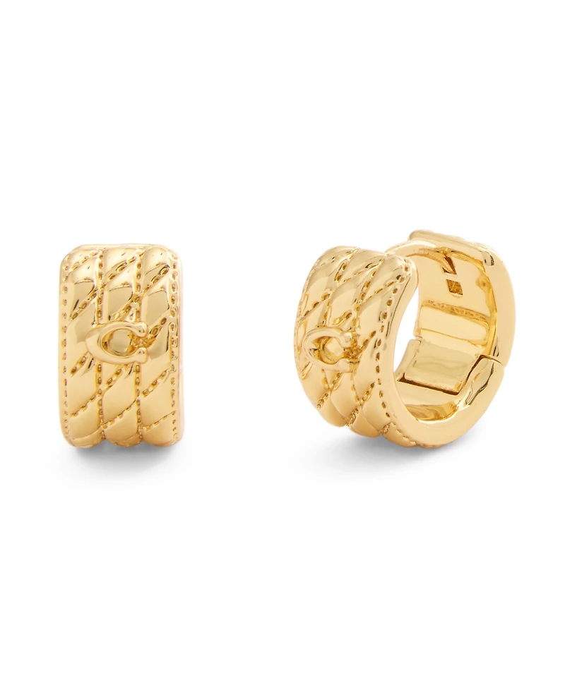 Coach Signature Quilted Heart Huggie Earrings