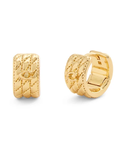 Coach Signature Quilted Heart Huggie Earrings