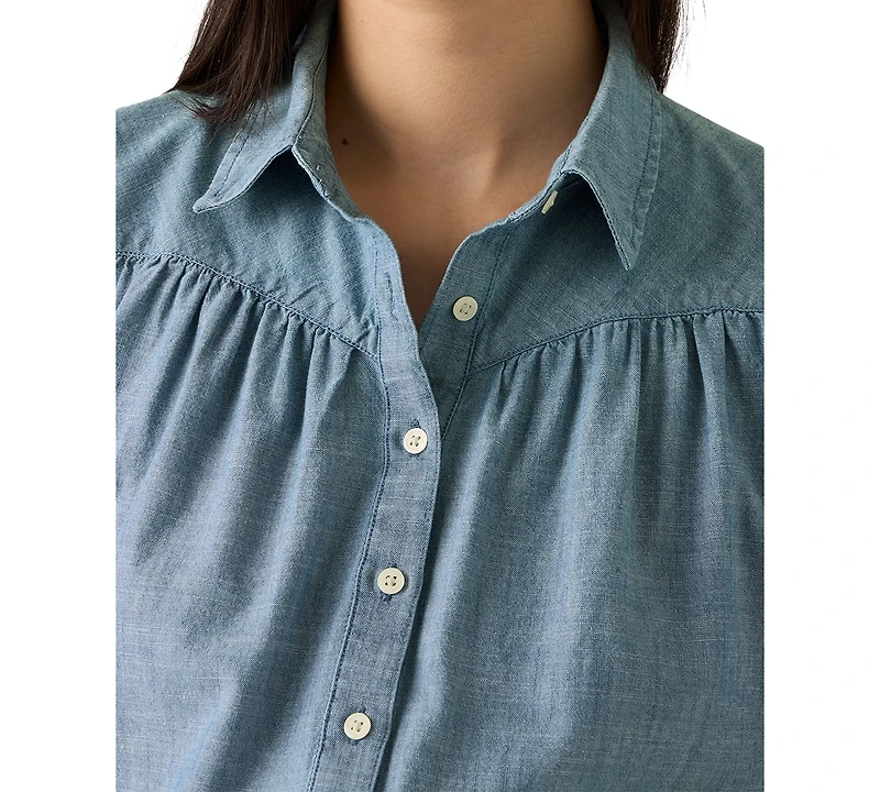 Levi's Women's Lea Printed Puff-Sleeve Slim-Fit Blouse