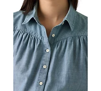 Levi's Women's Lea Printed Puff-Sleeve Slim-Fit Blouse