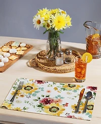 CounterArt Spring Sunflowers Premier Fabric Placemats, Set of 4