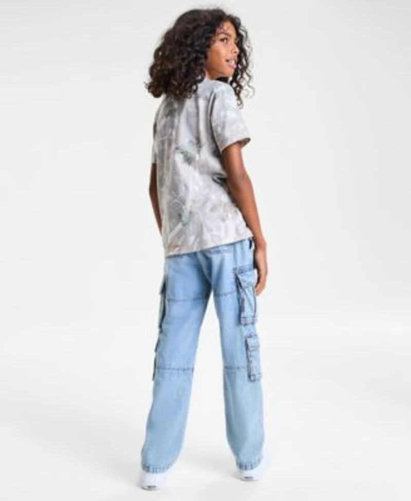 Abercrombie Kids Boys Essential T Shirt Baggy Cotton Denim Cargo Pants