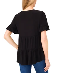 CeCe Women's Ruffled Short-Sleeve Tiered Top