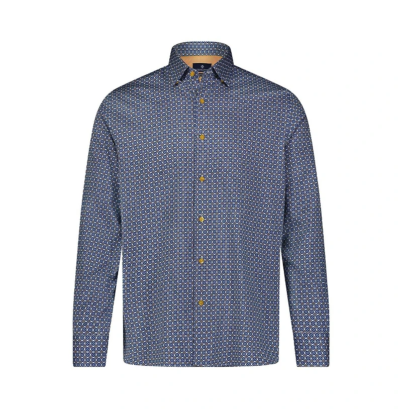 Luchiano Visconti Men's Multi Blue and Diamond Print shirt
