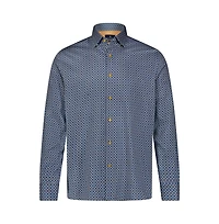 Luchiano Visconti Men's Multi Blue and Diamond Print shirt