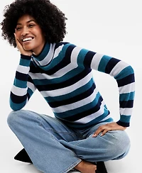 Charter Club Women's 100% Cashmere Multi-Stripe Turtleneck Sweater, Macy's Exclusive
