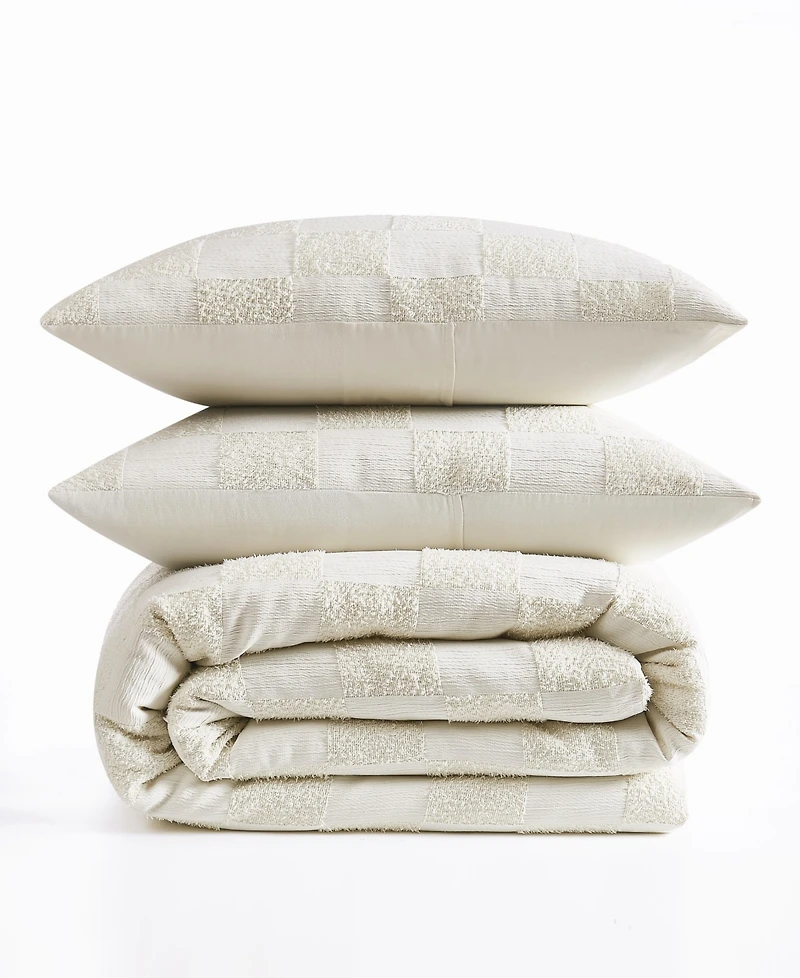 Truly Soft Textured Checkered 3-Pc. Duvet Cover Set, Full/Queen