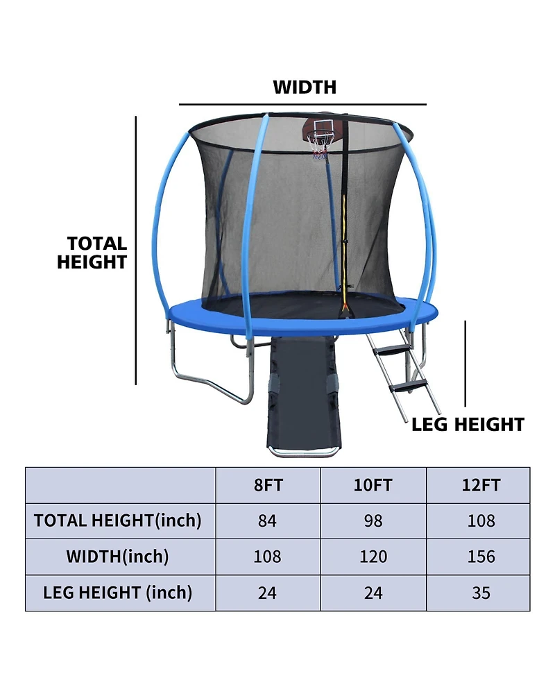Streamdale 12' Pumpkin Trampoline with Slide and Enclosure