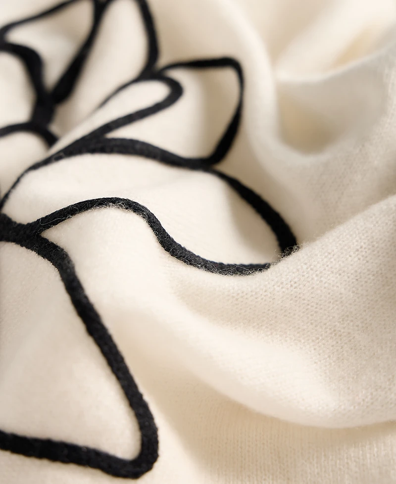 Charter Club Women's 100% Cashmere Embroidered Floral Oversized Scarf, Macy's Exclusive