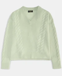 Charter Club Women's 100% Cashmere Placed Cable-Knit V-Neck Sweater, Macy's Exclusive