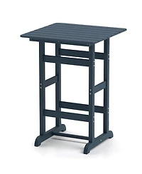 30 Inch Square Bar Table Dining Table with Slatted Tabletop for Poolside
